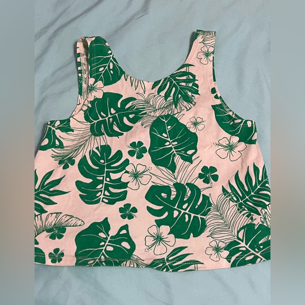 Girl’s Zara Green Leaf Print 2 Piece Set